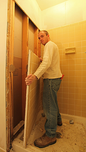 Bathroom shower tile removing diy